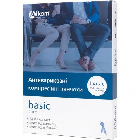 Антиварикозні панчохи basic care 	 закритий мисок 	 клас компресії I Алком 00211